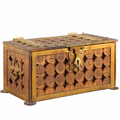 Lot 197 - Portuguese Coin Box Height 4 inches, width 8...