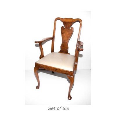 Lot 131 - Set of Six Queen Ann Style Walnut Dining...