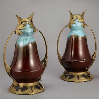Lot 796 - Pair of French Gilt-Bronze Mounted Glazed...