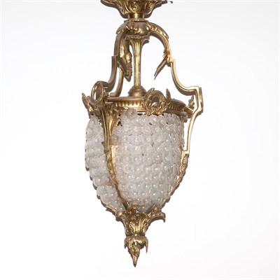 Lot 383 - French Gilt-Metal and Frosted Glass Hall Light...