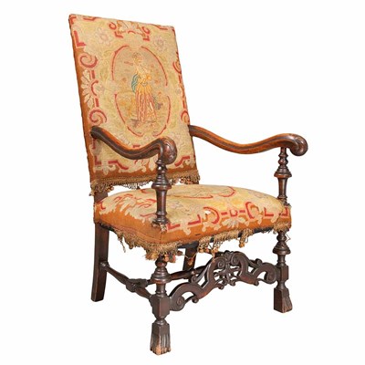 Lot 493 - Flemish Baroque Style Carved Mahogany Armchair...