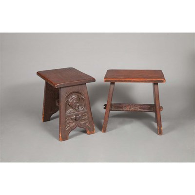 Lot 789 - Pair of Baroque Style Carved Oak Stools 19th...