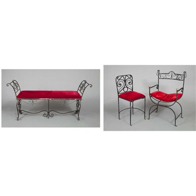 Lot 711 - Group of French Style Black Painted Wrought...