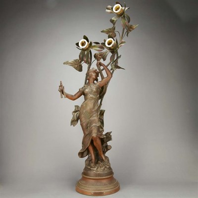Lot 206 - Art Nouveau Painted-Spelter Figural...