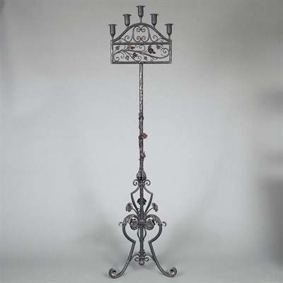 Lot 414 - Baroque Style Wrought Iron Five-Light Torchere...