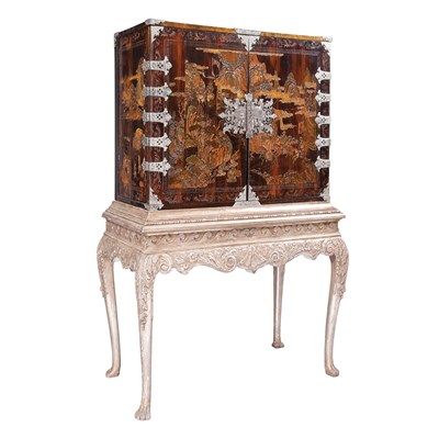 Lot 497 - Chinese Export Silvered Metal Mounted Cabinet...
