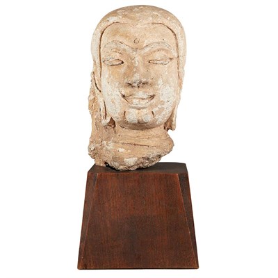 Lot 26 - Indian Terra Cotta Head Gupta style With large...