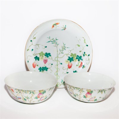 Lot 138A - Pair of Chinese Famille Rose Porcelain Bowls;...