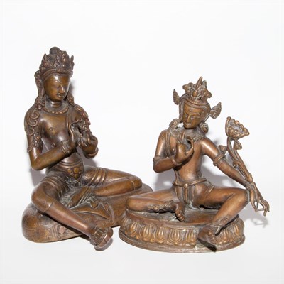 Lot 422A - Two Chinese Bronze Figures of Tara Height of...
