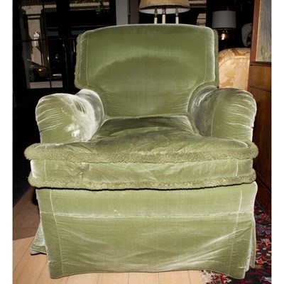 Lot 414 - Pair of Velvet Upholstered Club Chairs and...