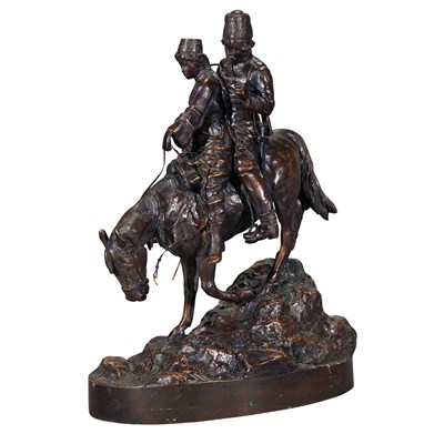 Lot 372 - Russian Bronze Group of a Cossack Couple on...