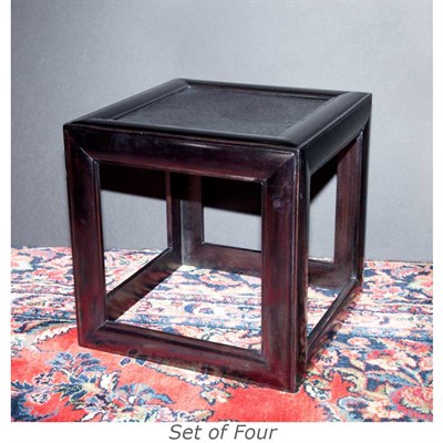 Lot 225 - Set of Four Ebonized and Leather Occasional...