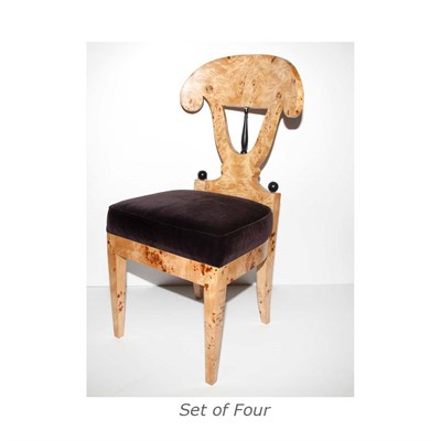 Lot 113 - Set of Four Biedermeier Style Burl Ash Dining...