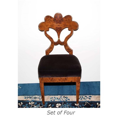 Lot 291 - Set of Four Biedermeier Style Burl-Walnut...