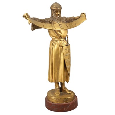 Lot 395 - Gilt-Bronze Figure of a Knight Titled Credo...