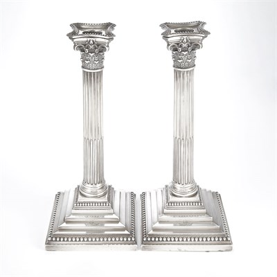 Lot 291 - Pair of Victorian Sterling Silver Candlesticks...