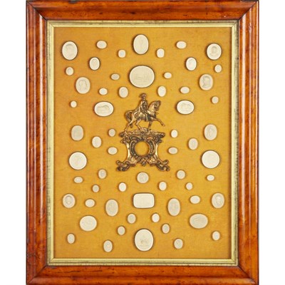 Lot 357 - Group of Framed Plaster Seals and Bronze...