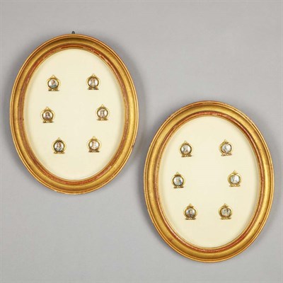 Lot 361 - Pair of Framed Groups of French Miniatures...