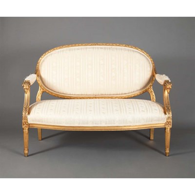 Lot 808 - Louis XVI Style Gilt-Wood Settee The oval...