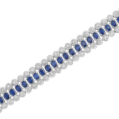Lot 156 - White Gold, Sapphire and Diamond Bracelet