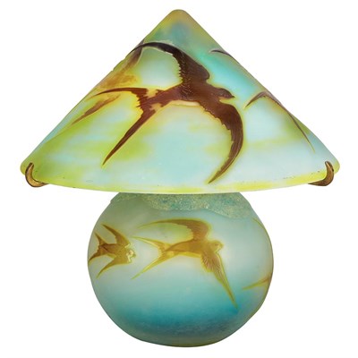 Lot 637 - Galle Acid Etched Cameo Glass Petit Swallows...