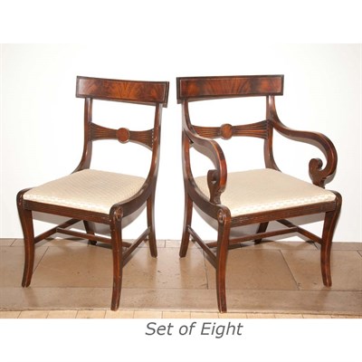 Lot 444 - Set of Eight Regency Style Mahogany Dining...