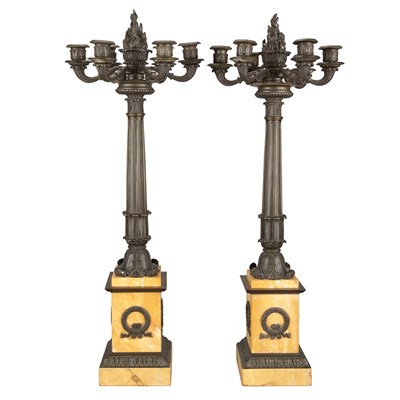 Lot 379 - Pair of Louis Philippe Patinated-Bronze Sienna...