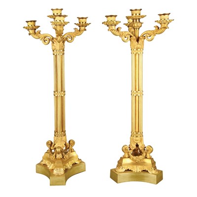 Lot 386 - Pair of Louis Philippe Gilt-Bronze Four-Light...