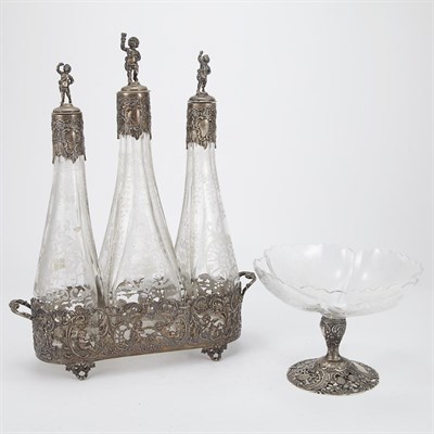 Lot 340 - Two German Rococo Style Silver and Glass...