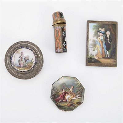 Lot 276 - Group of Enameled Silver, Metal and Glass Lady'...