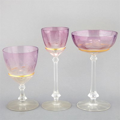 Lot 410 - Bohemian Style Etched Lavender and Colorless...