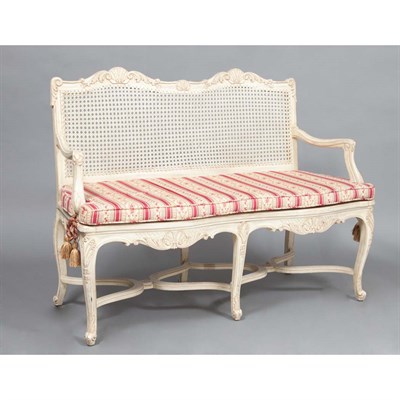 Lot 330 - Louis XV Carved and Painted Settee Length 47...