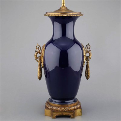 Lot 452 - French Gilt-Metal Mounted Cobalt Porcelain...