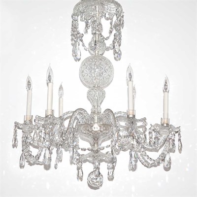 Lot 390 - George III Style Glass Six-Light Chandelier...