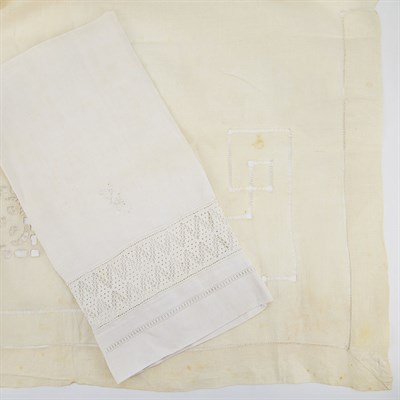 Lot 409 - Italian Linen Top Sheet Circa 1880-1900 With...