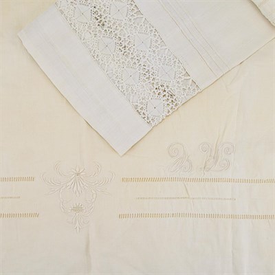 Lot 410 - Italian Linen Sheet Circa 1880-1900 With five...