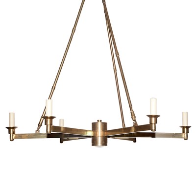 Lot 362 - Brass Six-Light Chandelier ModernHeight 39...