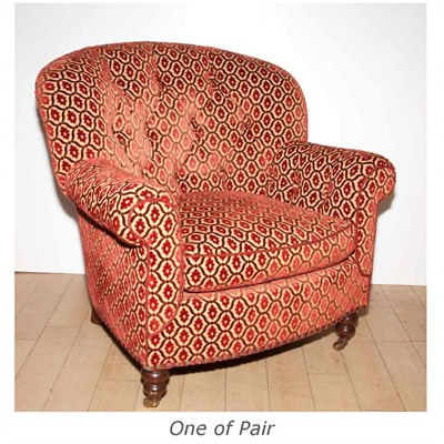 Lot 107 - Pair of Tufted Upholstered Tub Chairs