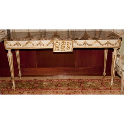 Lot 649 - Neoclassical Style Marble Top Parcel Gilt and...