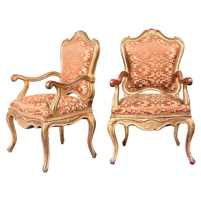 Lot 631 - Pair of Italian Rococo Style Gold Painted...