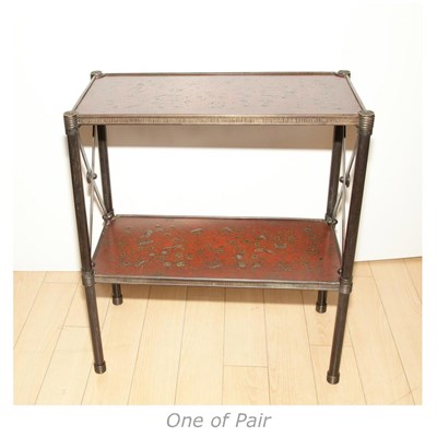 Lot 332 - Pair of Patinated-Metal and Lacquer Two-Tier...