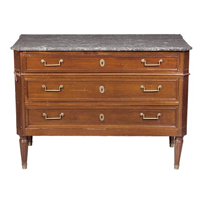Lot 528 - Louis XVI Style Mahogany Marble Top Commode...