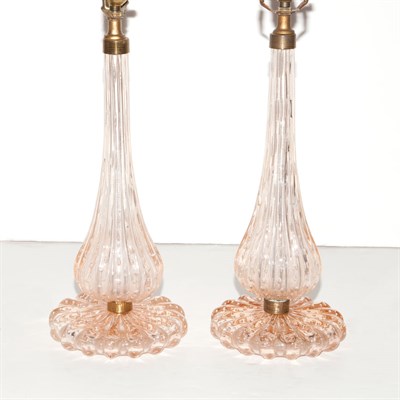 Lot 345 - Pair of Murano Glass Lamps Height 16 inches.
