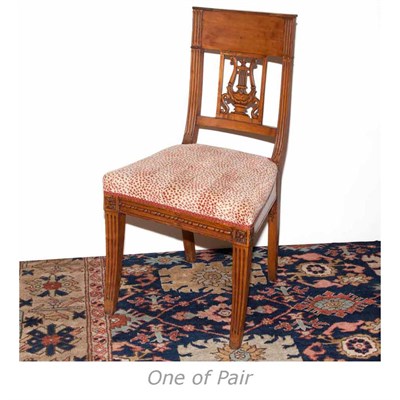 Lot 538 - Pair of Neoclassical Style Fruitwood Side Chairs