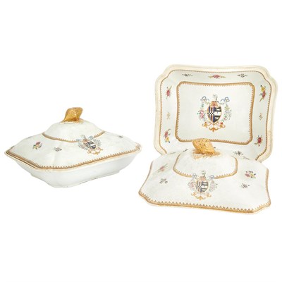 Lot 350 - Pair of Chinese Export Armorial Porcelain...