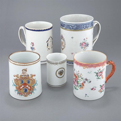 Lot 349 - Group of Chinese Export Porcelain Mugs...