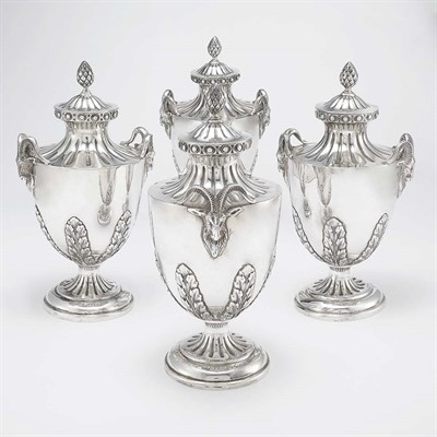 Lot 292 - Set of Four English Silver Urns Crichton & Co.,...