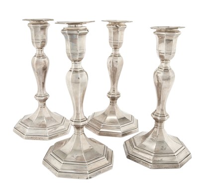 Lot 309 - Set of Four English Georgian Style Silver...