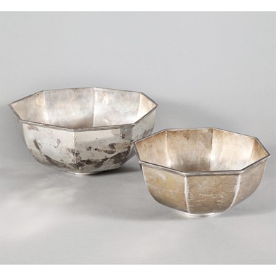 Lot 298 - Two Crichton Sterling Silver Octagonal Bowls...