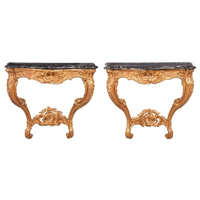Lot 194 - Pair of Louis XV Gilt-Wood Consoles Mid 18th...